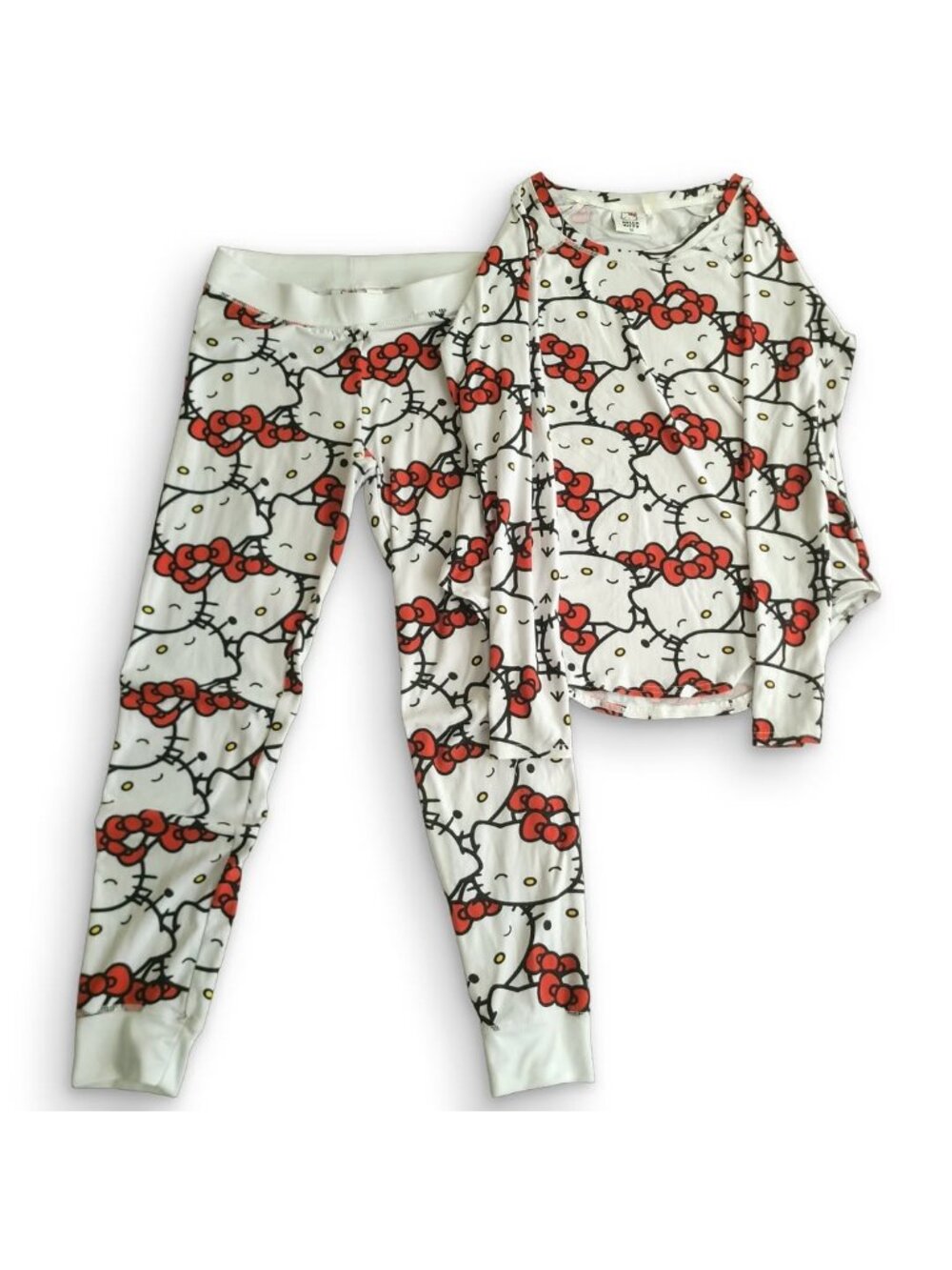 Hello Kitty Vintage White Red Pajama Set Long Sleeve & Pants (M)